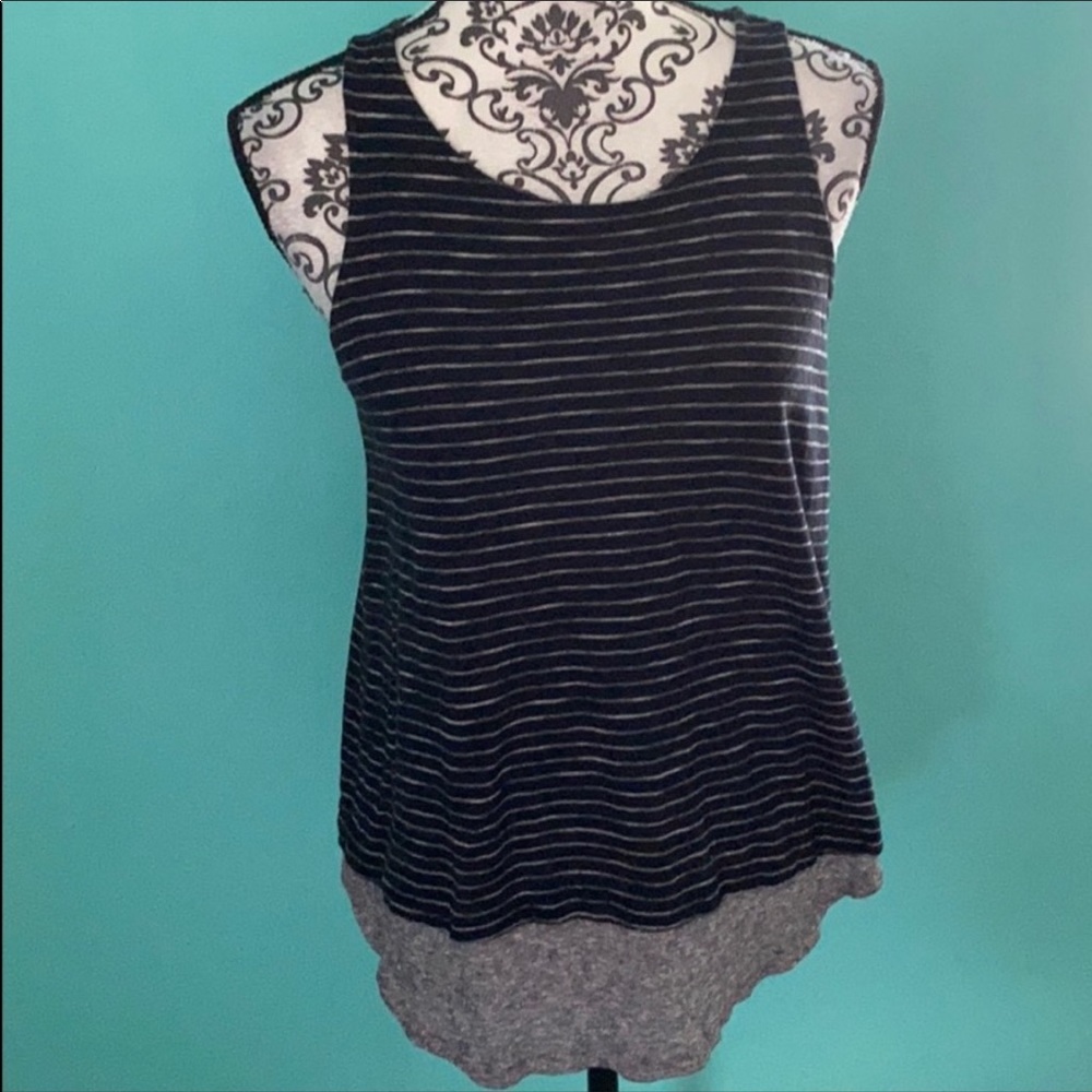 Vince Striped Flow Bottom Casual Tank Top Blouse